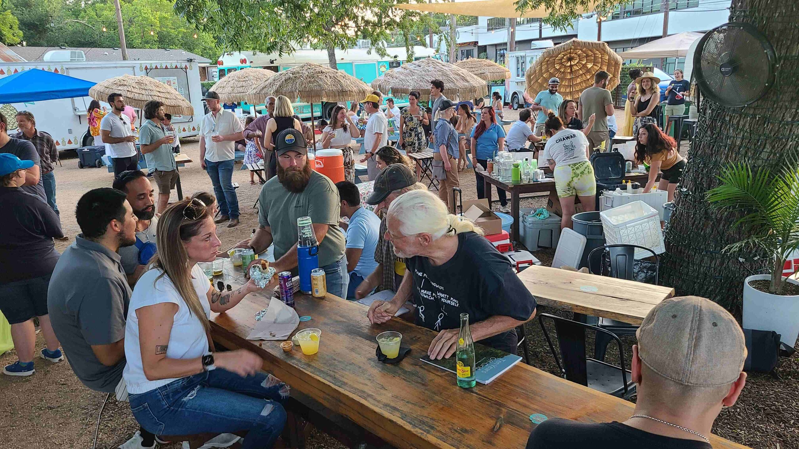 A group of people meeting on a summer solstice