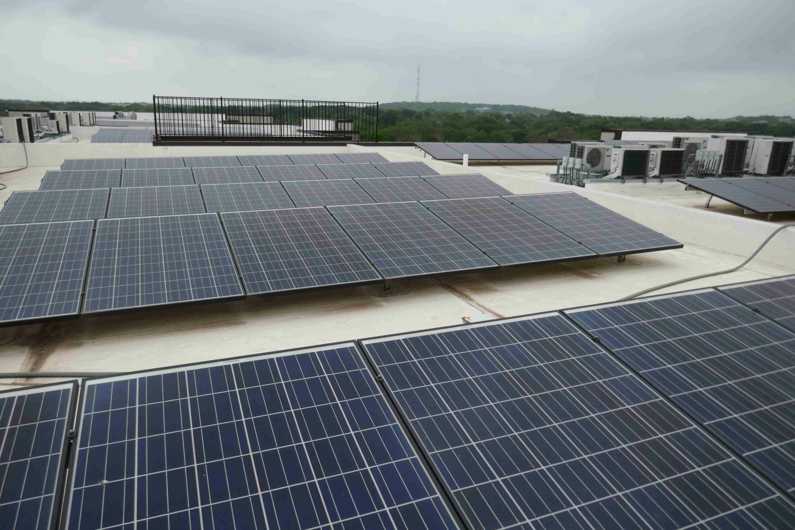 Multiple solar panels installed on a roof