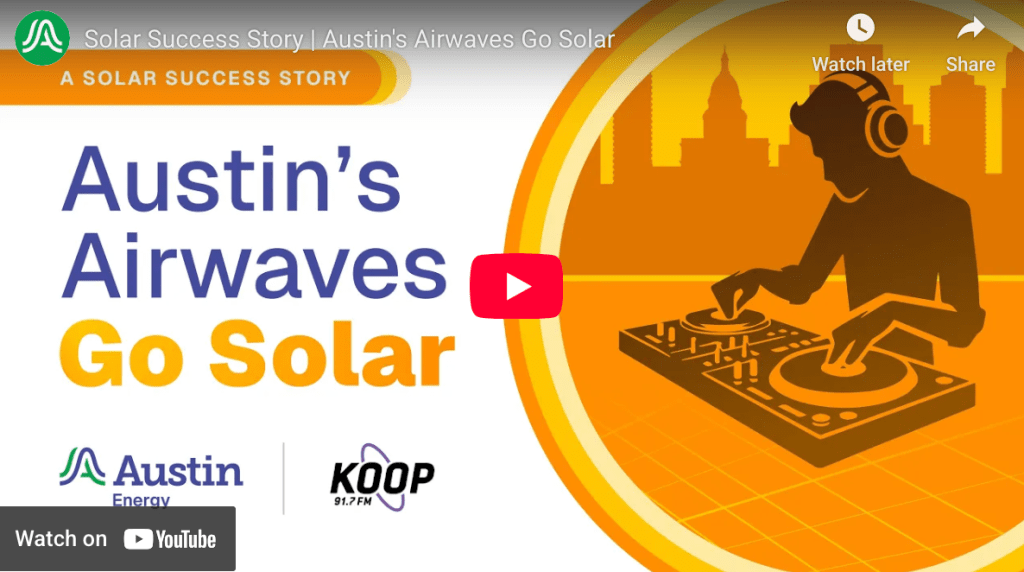 Austin Energy nonprofit solar video featuring KOOP Radio